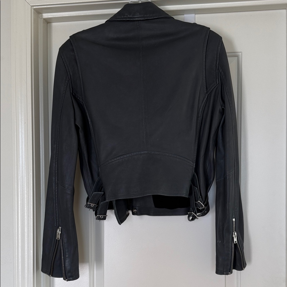 IRO Gray Ashville Leather BikerJacket - Picture 4 of 12